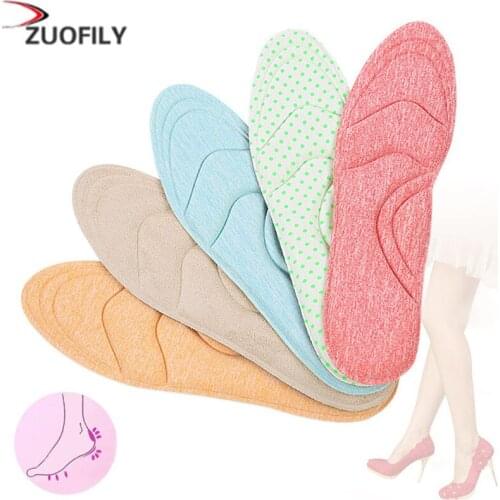 Fashion New 4D High Heel Insoles Female Summer Breathable Anti-pain Sweat Massage Soft Single Shoes Thick Sponge Arch Pad
