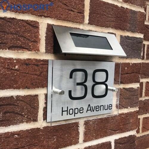LED Solar Powered Wall Light LED Doorplate Lamp Stainless Outdoor Apartment House Porch Numbers Light Home Decoration Lighting