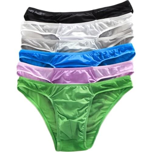 6PCS Sexy Gay Underwear Men Briefs See Through Mesh Underpants Low Waist Hombre Slip Gay Calzoncillos U Pouch Sissy Male Panties