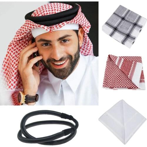 135*135cm Turban Men Plaid Headwrap Islamic Men Head Scarf Traditional Costumes Muslim Hijabs Dubai Arabic Ramadan Pray Caps