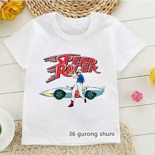 Funny boys t-shirts Japanese anime Speed Racer cartoon print boy clothes hip hop cool tenn clothes white shirt short sleeve tops