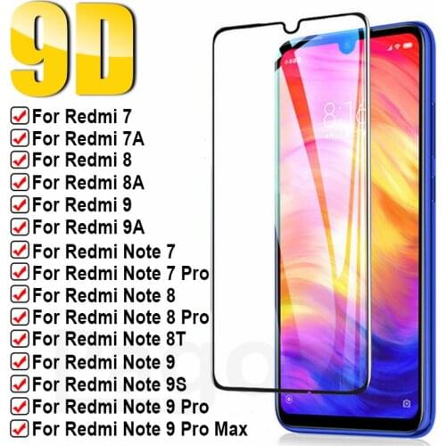 9D 9H Tempered Glass on the For Xiaomi Redmi Note 8T 7 8 9 Pro 9S Full Screen Protector For Redmi 9 9A 9C 8 8A 7 7A Glass Film