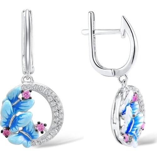 Women Bohemia Jewelry Cute Enamel Butterfly Drop Earring Summer & Spring Earring for Women Korean Jewelry