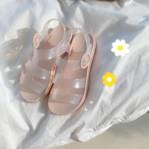 2020 Summer Women Jelly Shoes Women Sandals Square High Heels Transparent Platform Sandal Lady Bling Silver Jelly Shoes Sandals