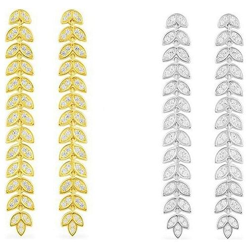 Female Cuboid Zirconia Earrings For Women Palm Leaf Changjian Monaco Jewelry
