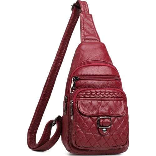 Women Bags Chest Bag for Ladies Vintage Shoulder Crossbody Bags Luxury Designer Chest Bag Washed Leather Female Bag New Bag 2021