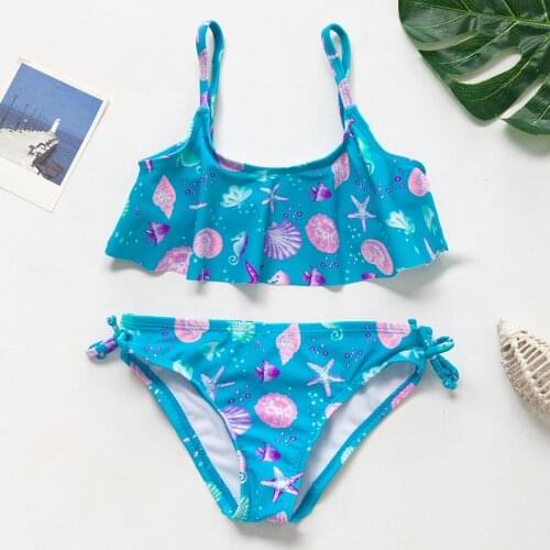 2019 Summer Two Piece Girls Swimsuit 2-8 Years Childrens Swimwear Ruffle Style For Girls Bathing Suit Infantil Beachwear