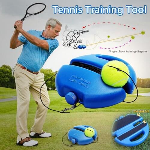 1 Set Tennis Trainer Tennis Base+Training Ball with Rope Durable Easy to Use Trainer Baseboard Sparring Device Tool #D