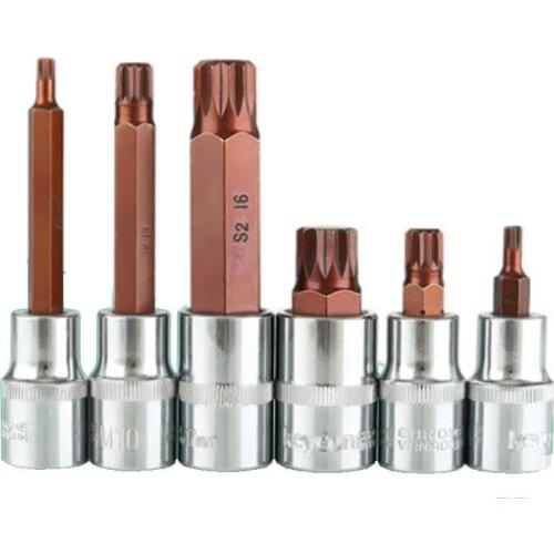 One Pcs 1/2" Drive S2 Alloy Torx Screwdriver Bits Set 12 Point MM Spline Socket Bit Auto Repair Tools M5 M6 M8 M10 M12 M14 M16