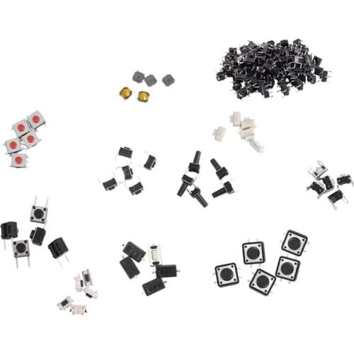 100x DIP Through Hole SPST Momentary Tactile Tact Switch & 125Pcs Mini Switch 25Types Assorted Push Button Tact Switches
