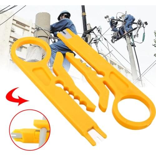 2pcs/set 9cm Mini Yellow Network Cable Stripper Portable Wire Pliers Cutter Tool