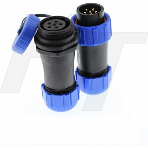 2set SP13 6 Pin Multipole Male Plug & Docking Female Socket Cable Mount IP68 waterproof Plastic Connector