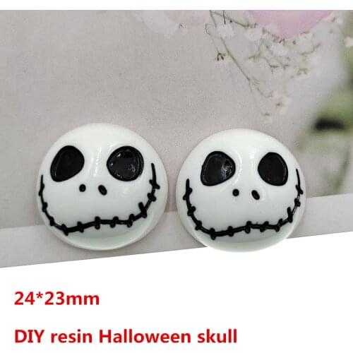 20pcs/lot DIY resin cartoon Halloween skull for kids hair clothes accessories resin cabochons resin charms