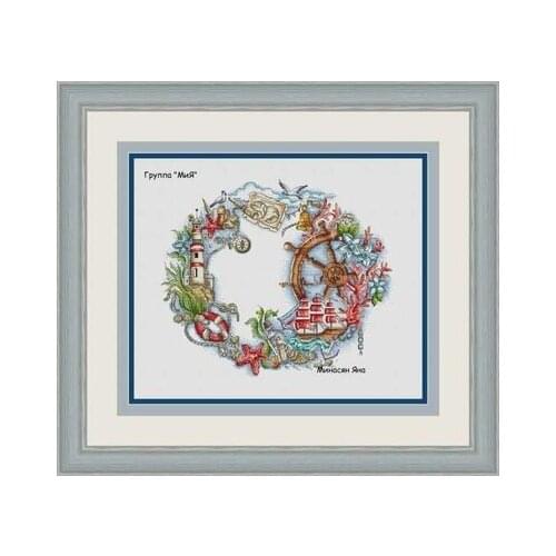 27-nautical history wreath Counted Cross Stitch 11CT 14CT 18CT DIY Cross Stitch Kits Embroidery Needlework Sets