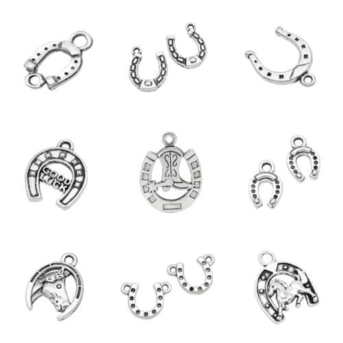 40~120 pcs/lot Horseshoe Charm Antique Silver Bronze Good Luck Horse Shoe Pendants