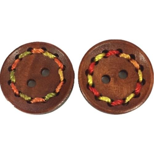 40pcs 20mm Wood Round Wired Buttons Brown Sewing 2 Holes Button Embellishments For Scrapbooking