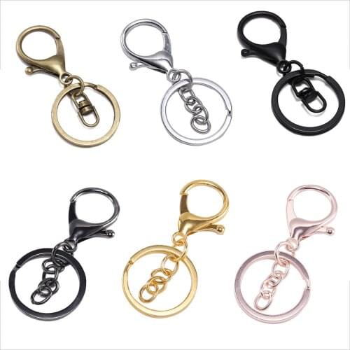 5pcs/lot Keychain Ring 30 mm Key Ring Long 70 mm Lobster Clasp Key Hook Chain For Jewelry Making Findings Supplies