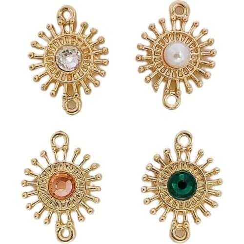 Simple Rhinestone Glass Gold Plated Eardrop Earring Accessories Jewelry Component Diy Material Handmade 8pcs