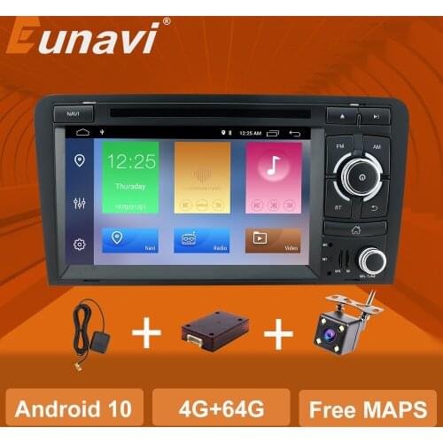 Eunavi Android 2Din Car Radio DVD GPS Auto Player For Audi A3 8P 2003-2012 S3 2006-2012 RS3 Sportback 2011 Multimedia player DSP