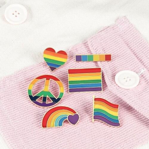 Rainbow LGBT Brooch Cartoon Heart Flag Peace Sign Lapel Enamel Pins for Lesbian Gay Pride Badge Clothes Decoration Lover Jewelry