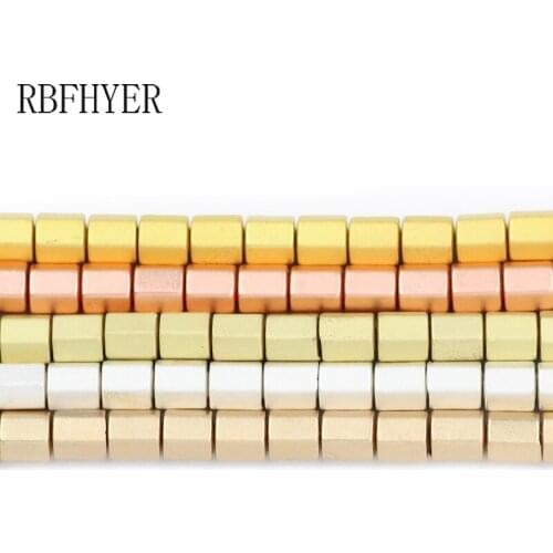 Matte Rose Gold Silvers Natural Hematite Stone Hexagon Spacers Loose Beads For Handmade bracelet Jewelry Making Diy Findings