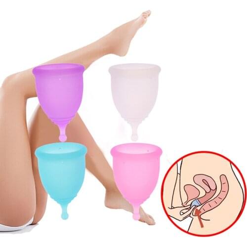 4PCS Medical Silicone Menstrual Cup Feminine Hygiene Menstrual Period Reusable Vaginal Cups With Cleaning Brush Bag Manual