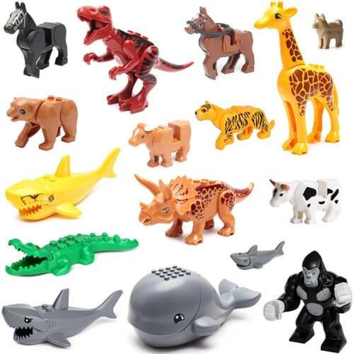 Diy Animals Block City Animal zoo Building Blocks Bricks Whale Leopard Crocodile Orangutan Mini Farm Toys Gifts Children Kids
