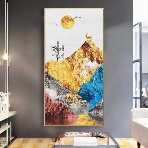 Large Size 60x120cm DIY Oil Painting By Numbers Deer Landscape Entrance Hallway Corridor Circle Hanging Painting Wall Art Pictur