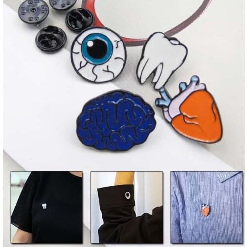 Creative Tooth Brain Metal Enamel Brooch Simple Fashion Cartoon Eyes Heart Organ Badge Doctor Nurse Lapel Backpack Jewelry Gift