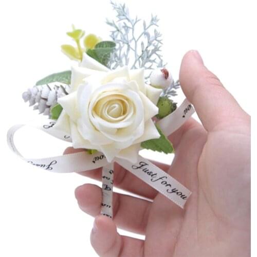 Men Corsage Groom Brooch Flowers Boutonniere Pin Bridal Corsages Bridesmaid Wedding Flower Accessories
