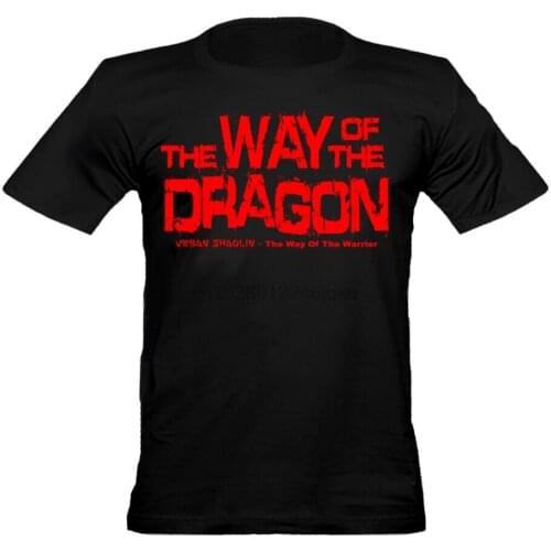 Mens Bruce Lee Inspired Way Of Dragon Fitted T-Shirt Graphic Print Black