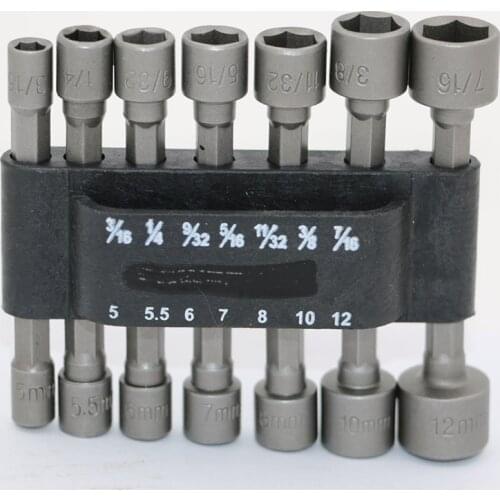 14pcs Professional Socket Nut Driver Set Metric Socket Wrench 1/4" Hex Shank Power Tools for Power Drills and Impact Drivers