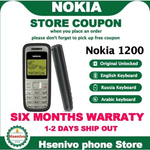 Original Nokia 1200 unlocked gsm 900/1800 mobile phone with russian HEBREW polish language Refurbished free shipping