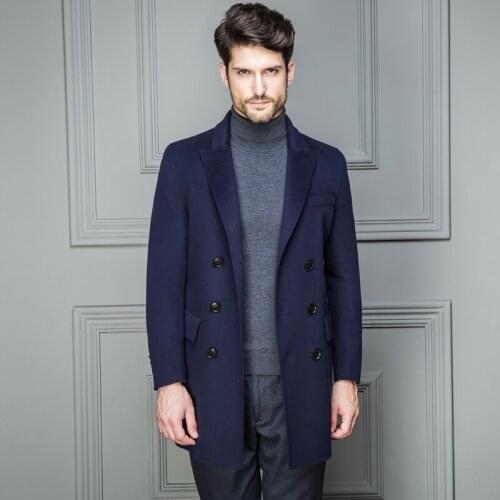 New Double-sided Wool Coat Men Double Breasted Cashmere Long Coat Mens Overcoat Peacoat Man Jacket Erkek Mont 209 KJ1471