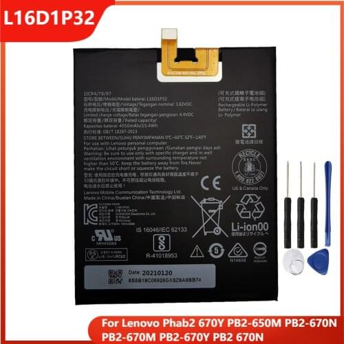 Original Tablet Battery L16D1P32 For Lenovo Phab2 Phab 2 670Y PB2-650M PB2-670N PB2-670M PB2-670Y PB2 670N Batteries 4050mAh