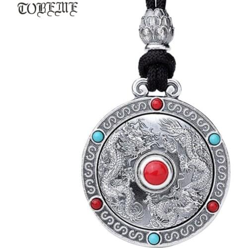 100% 999 Silver Dragon Pendant Necklace Real Silver Power Dragon Good Luck Necklace Lucky Dragon Pendant Necklace PUNK Jewelry