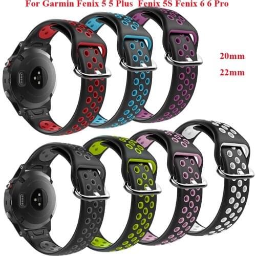 22 20mm Silicone Quick Release Watchband Wriststrap for Garmin Fenix 5 Fenix 6 Pro Fenix 5S S60 Watch Easyfit Watch Wrist Band