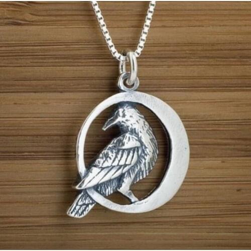 SanLan raven in the moon jewelry raven necklace woman men gift
