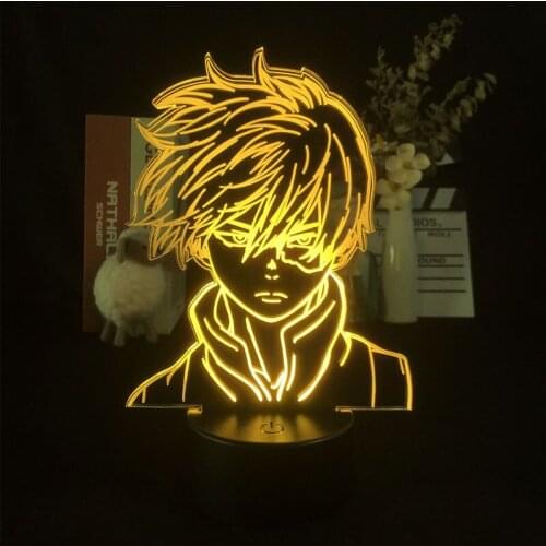 Anime My Hero Academia Shoto Todoroki Face Design Led Night Light Lamp for Kids Child Boys Bedroom Decor Acrylic Table Lamp Gift