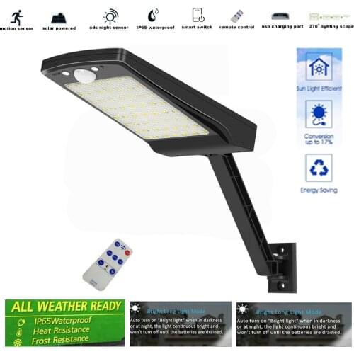 Outdoor Solar Lamp 56 LED Light PIR Motion Sensor Wall Waterproof Powered Sunlight for Garden Decoratio