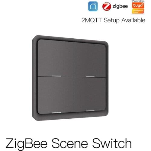 Smart Switch LED Push Button Switch Smart Home Wireless Remote Control Controller For Lamp Tuya ZigBee 4 Gang 12 Scene Switch