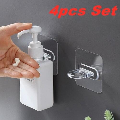 4Pcs Transparent Strong Self Adhesive Door Wall Hangers Hooks Suction Heavy Load Rack Cup Sucker for Kitchen Bathroom Organiser
