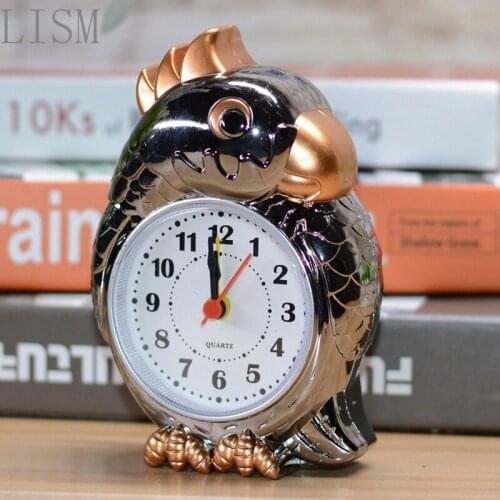 Vintage creative set wujin spray-painted parrot cartoon alarm clock students wake up the clock daily department store