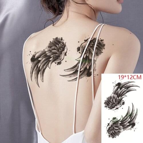 Waterproof Temporary Tattoo Sticker Flower Angel Wings Feather Fake Tatto Flash Tatoo Leg Arm Hand Body Art for Men Women