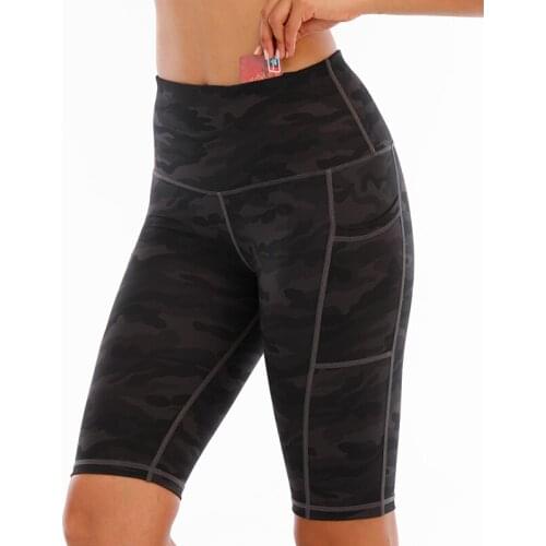 WHOUARE Women Cycling Fitness Shorts Yoga Running High Waist Camouflage Pattern Hip Lift Abdomen Elasticity Woman Shorts