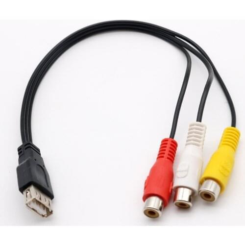 10pcs USB Female Jack To 3 RCA Female Adapter Audio Converter Video AV A/V Composite Cable for HDTV TV/PC Television Wire Cord
