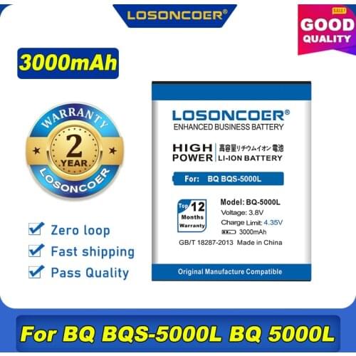 100% Original LOSONCOER 3000mAh BQS-5000L Battery For BQS BQ 5000L Trend Mobile Phone
