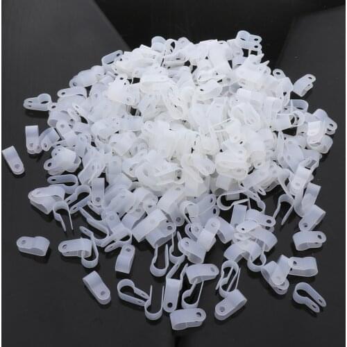 1000 Pack R-Type Cable Clamp 1/4, 5/16, 3/8 - Clear White - Wire Management