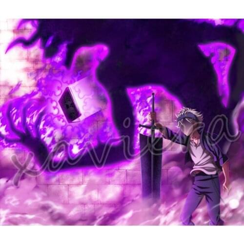 Xaviera 5D Diy Diamond Painting Black Clover Full Round Drill Embroidery Anime Rhinestone Cross Stitch Kits Mosaic Picture Gifts