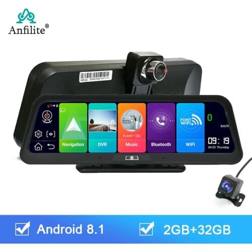 Anfilite 4G Car DVR GPS Navigation Free Maps 2GB+32GB 10 Inch ADAS Dashcam Auto Recorder Dashboard Parking Monitor Android 8.1